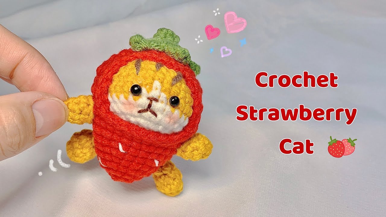 Crochet Strawberry Cat 🐱🍓 | Strawberry Cat Amigurumi | Móc Mèo Dâu | Xuxu Crochet