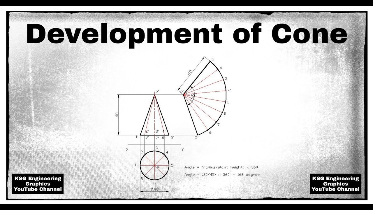 Development of cone | Development of Surfaces | Engineering Drawing