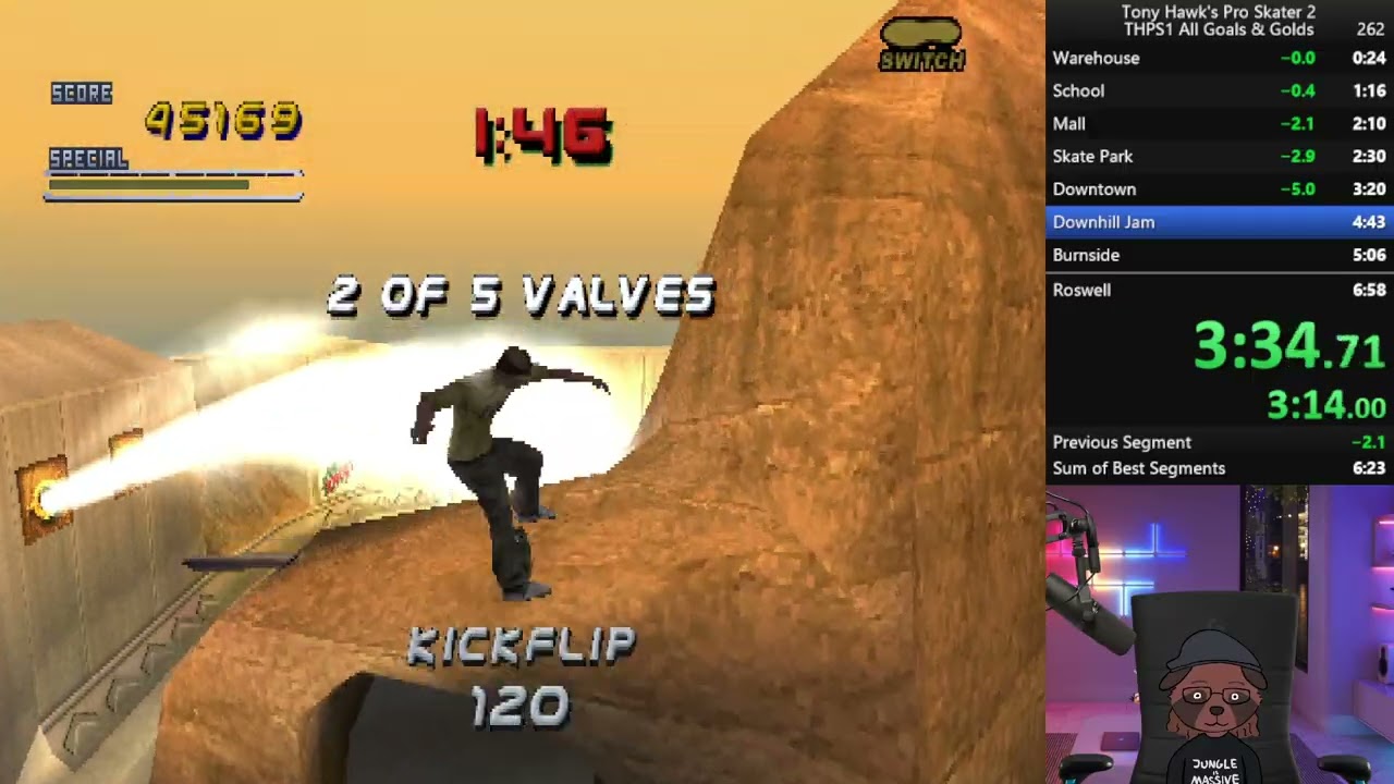 Tony Hawk's Pro Skater 2 - THPS1 Career All Goals & Golds 6:41.70