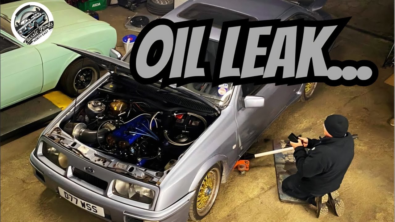 Trying to find an oil leak on the Sierra Cosworth #fordperformance #classicford #mechanic 