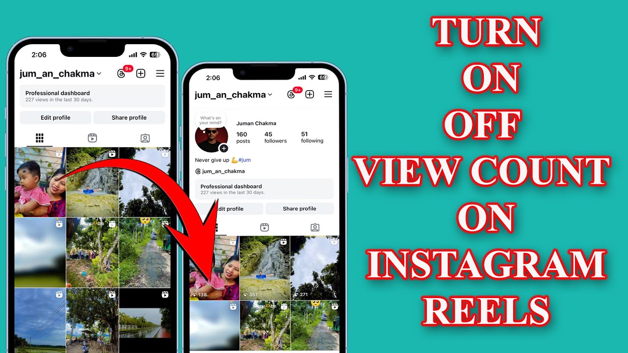 How to Turn on & off view count on Instagram reels