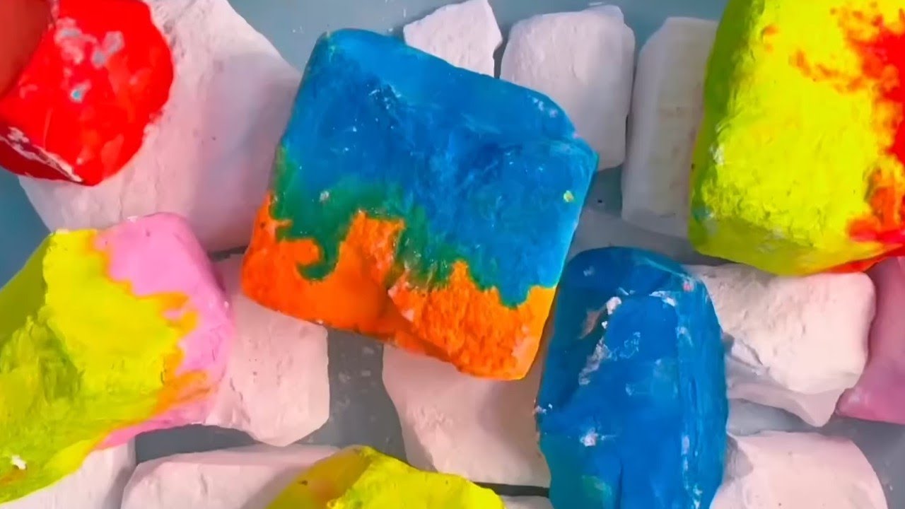 Dyed & fresh gymchalk | jumbo chunks crush ASMR 