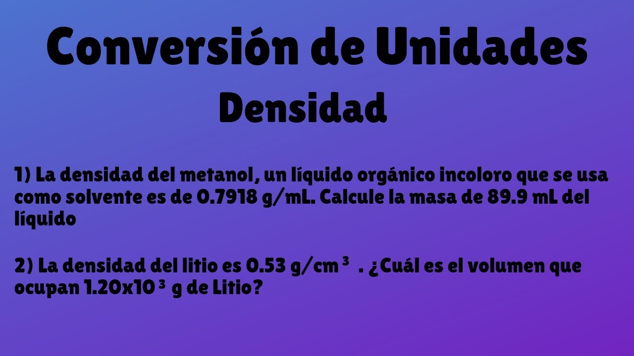 Conversión de Unidades | Densidad de Sustancias