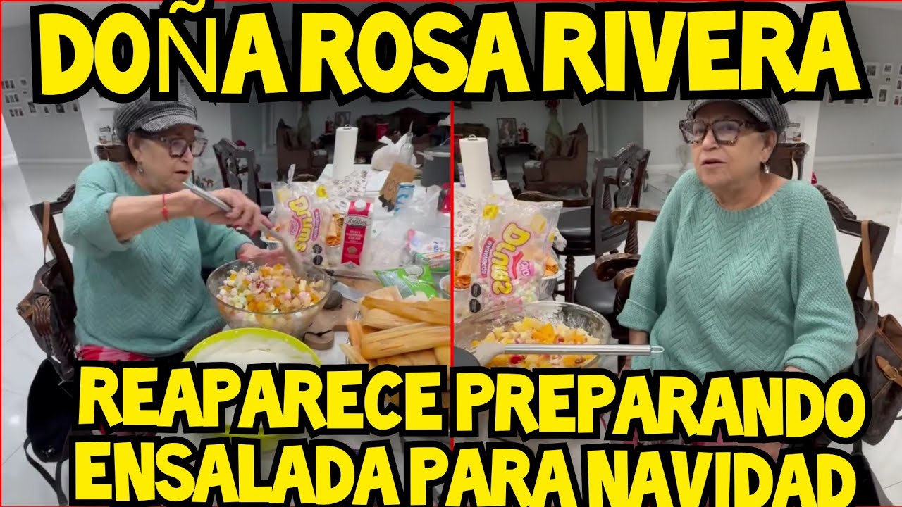 DOÑA ROSA RIVERA PREPARANDO ENSALADA DE FRUTA PARA NAVIDAD 