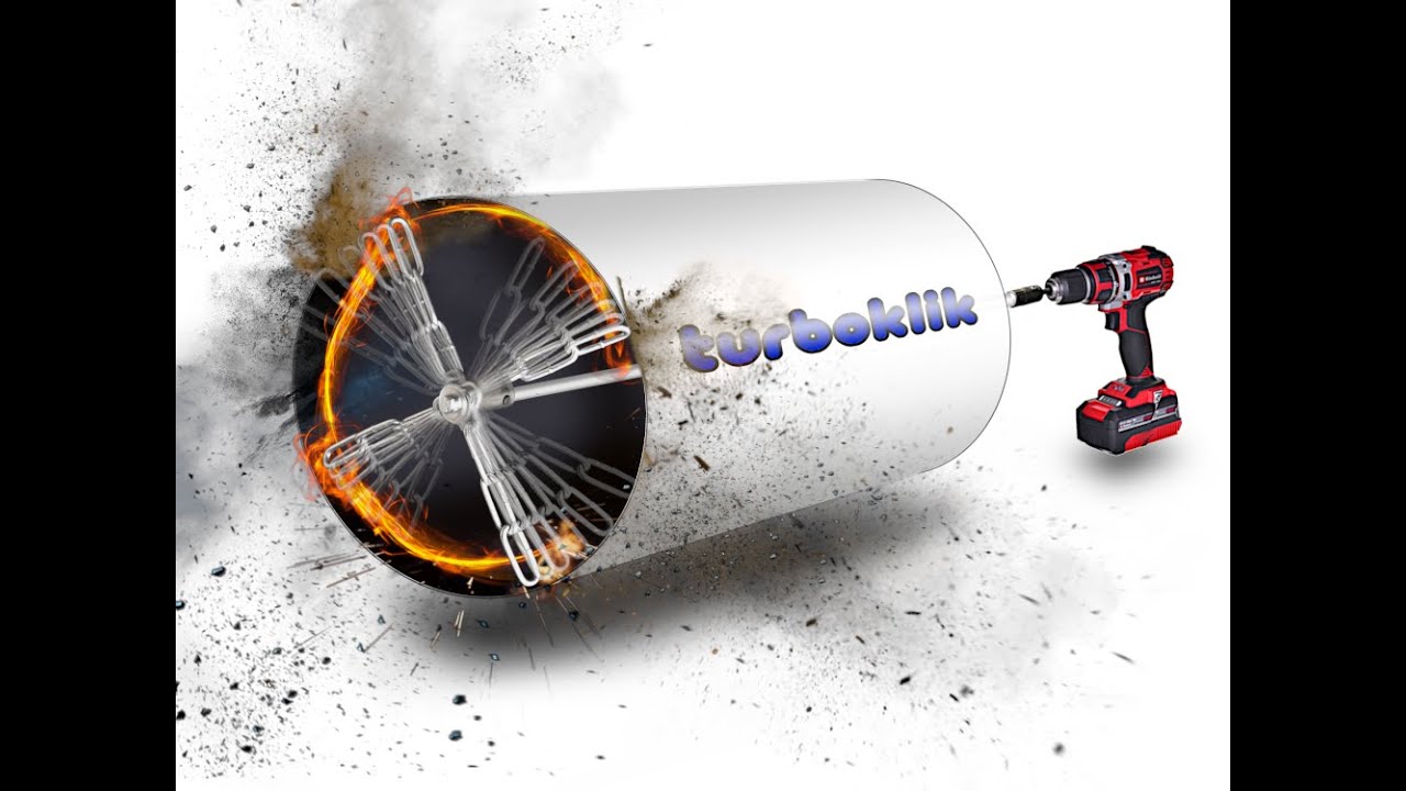 TURBOKLIK - Sada na čištění komína ze spodní strany pomocí vrtačky