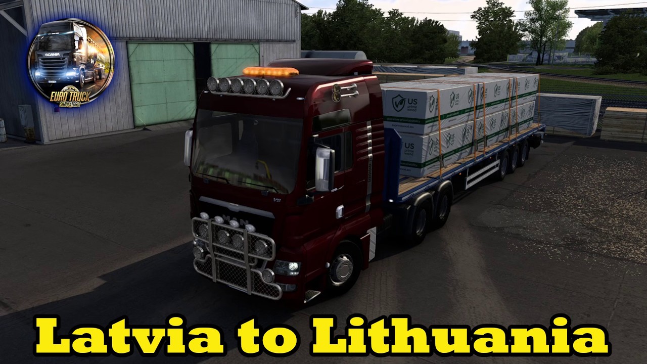 Euro Truck Simulator 2 165, Ventspils Latvia to Vilnius Lithuania, 418 km, Man, 60fps