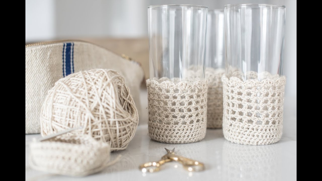 Vintage Style Crochet Glass Cozy Tutorial