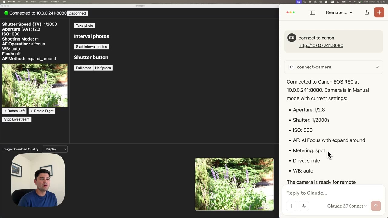 Connecting a Canon Camera to an LLM agent via CCAPI