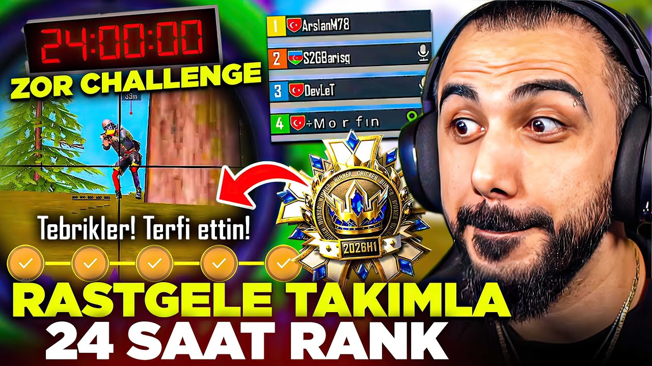 RASTGELE TAKIMLA 24 SAAT TERFİ MAÇLARIMI OYNADIM!! FATİH LİGİ EN ZOR CHALLENGE! | PUBG MOBILE