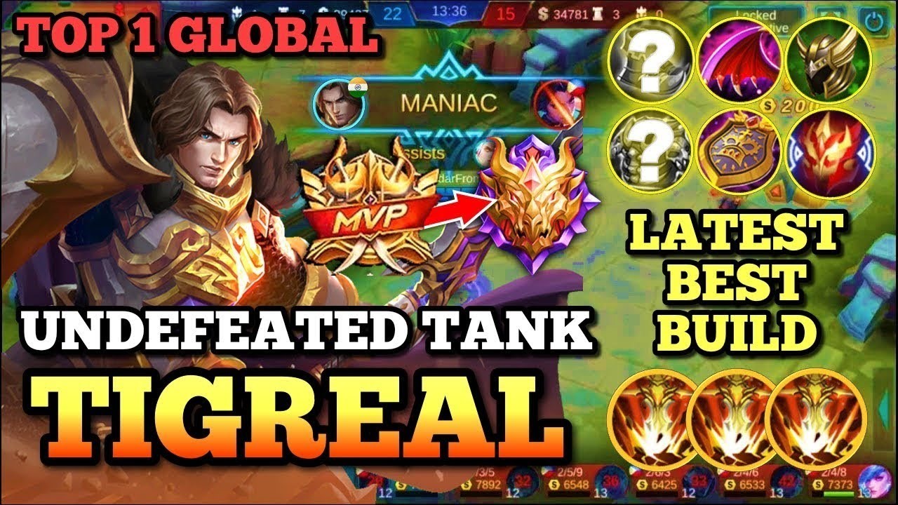 TIGREAL BEST BUILD | TIGREAL TOP 1 GLOBAL| BUILD TIGREAL TERSAKIT DAN TERKUAT | Tigreal gameplay