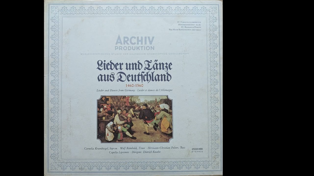 Lieder und Tänze aus Deutschland 1460 1560  Capella Lipsiensis Full Album Vinyl Rip