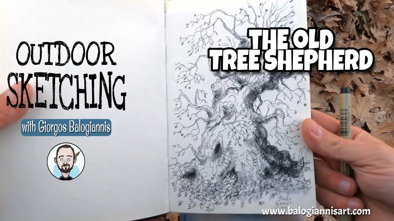 Outdoor Sketching: The Old Tree Shepherd Ink Drawing – Speed Art Tutorial