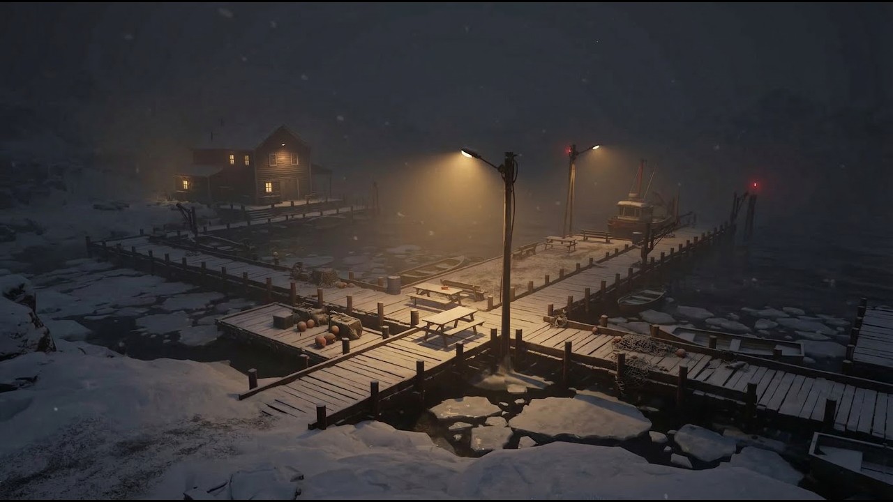 Relaxing Snowfall Sounds at a Midnight Winter Village | 3 Hours of Deep Sleep White Noise