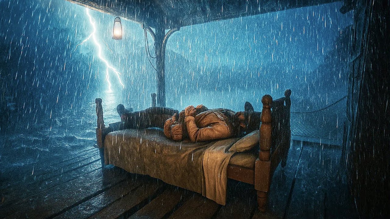 Cozy Night Sleep on the Porch Bed During Heavy Thunderstorm | RDR2 ASMR