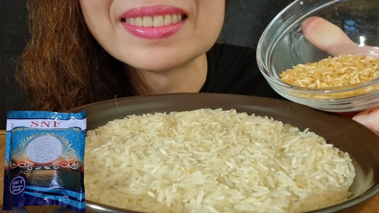 |22| ASMR raw rice eating.SNF Basmati rice + roasted rice