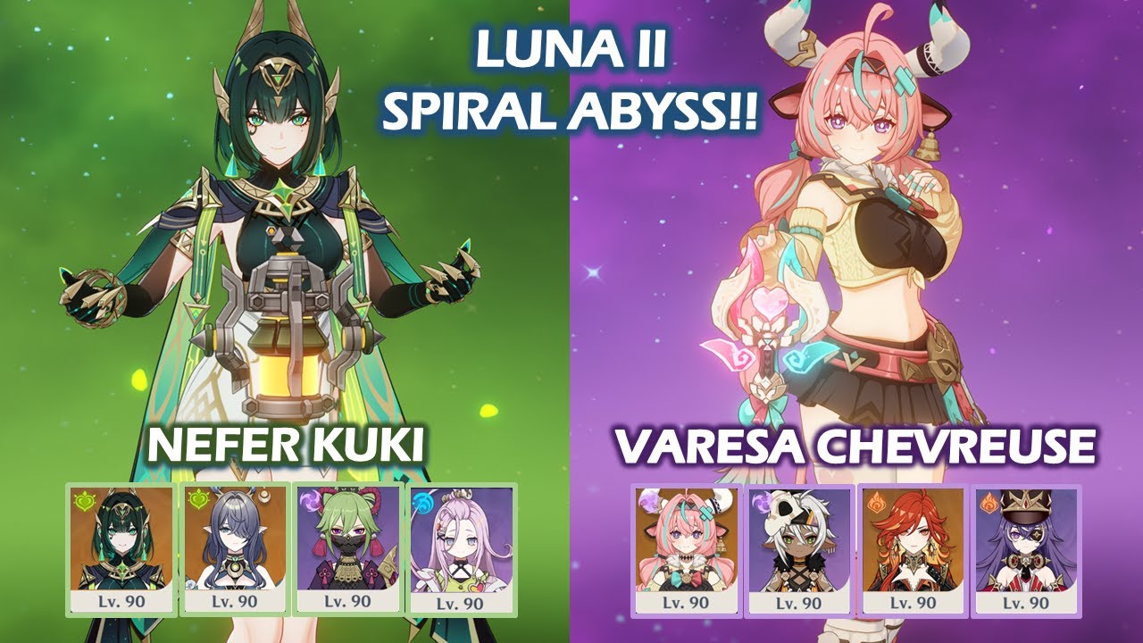 Nefer Kuki Shinobu & Varesa Chevreuse | LUNA 2 6.1 Spiral Abyss | Genshin Impact