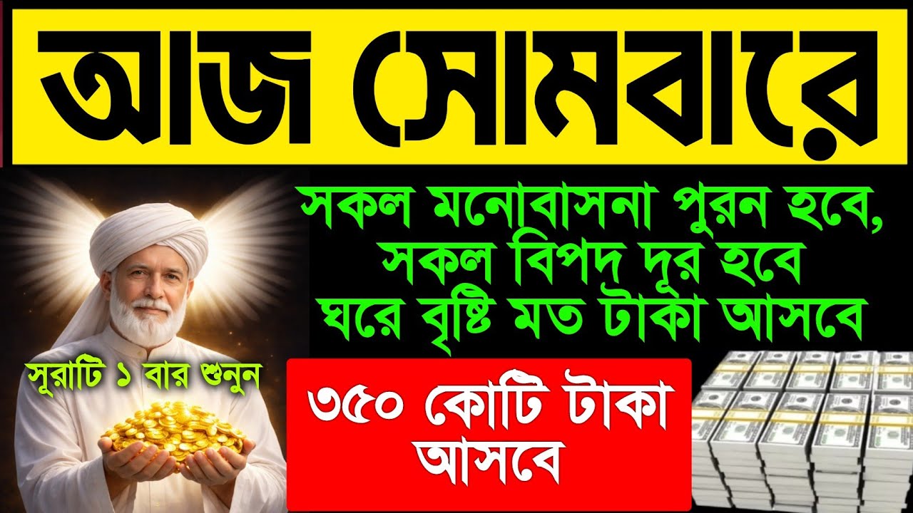 আজ সোমবারে সূরাটি ১ বার শুনুন গায়েবি সাহায্য আসবে মনের আশা পূরন হবে অভাব অনটন দূর হবে