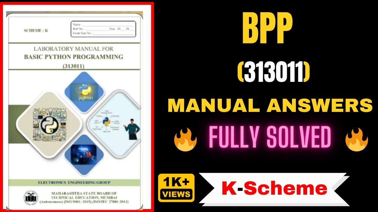 Basic Python Programming |solved manual | manual answer | k scheme msbte | BPP | 3rd semester 313011
