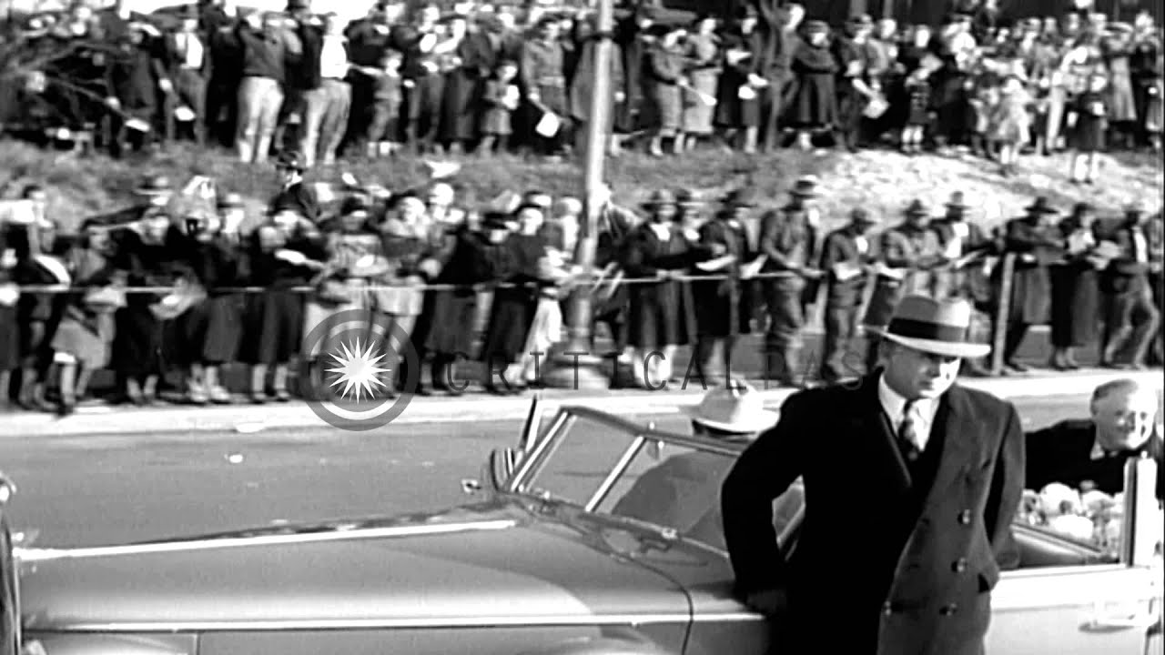 US President Franklin Roosevelt's motorcade drives on the streets in Washington D...HD Stock Footage