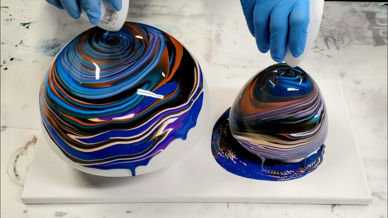 MUST SEE Acrylic pour on a lampshade DOUBLE pour WOW!!!
