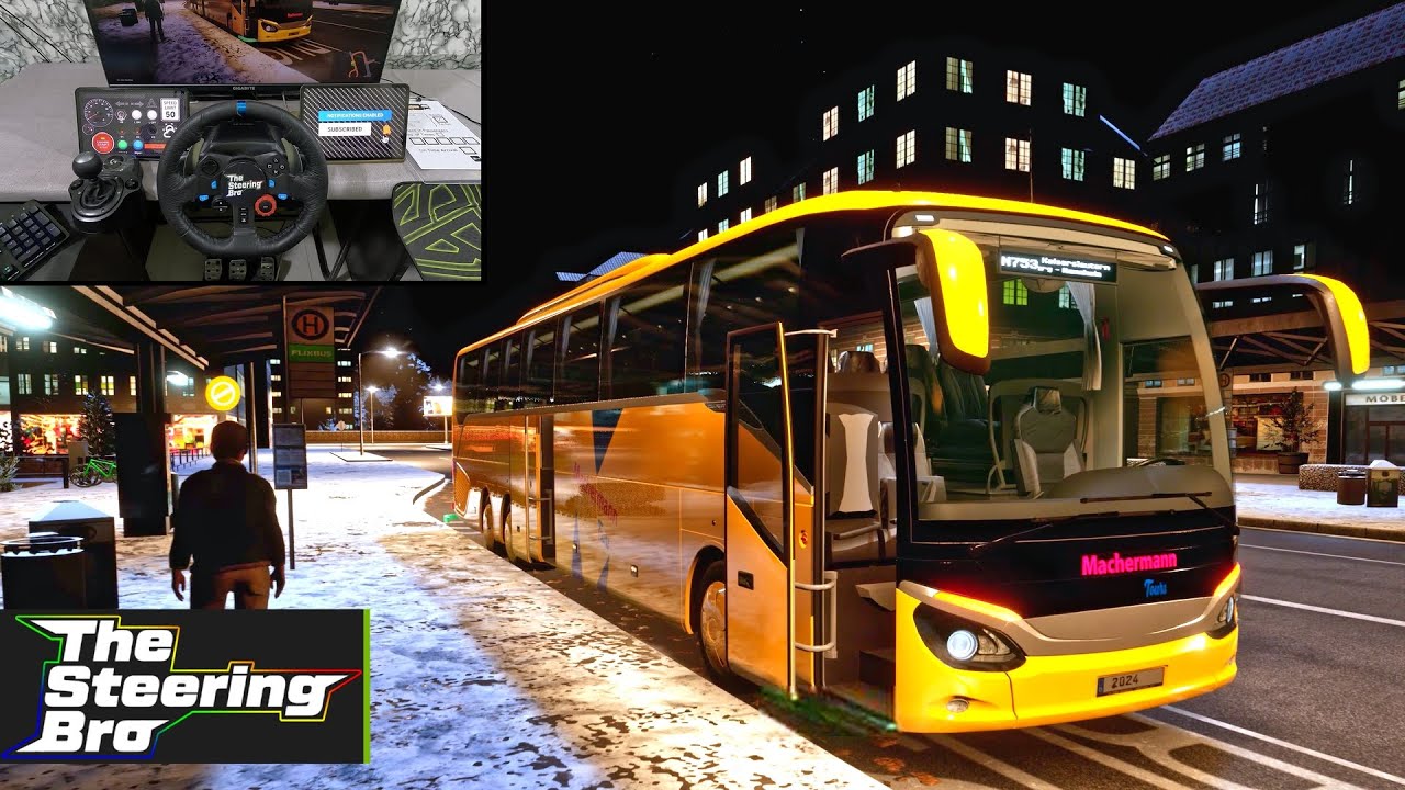 Fernbus Simulator - Midnight Peaceful Drive | G29 Steering Wheel Gear Shifter Gameplay