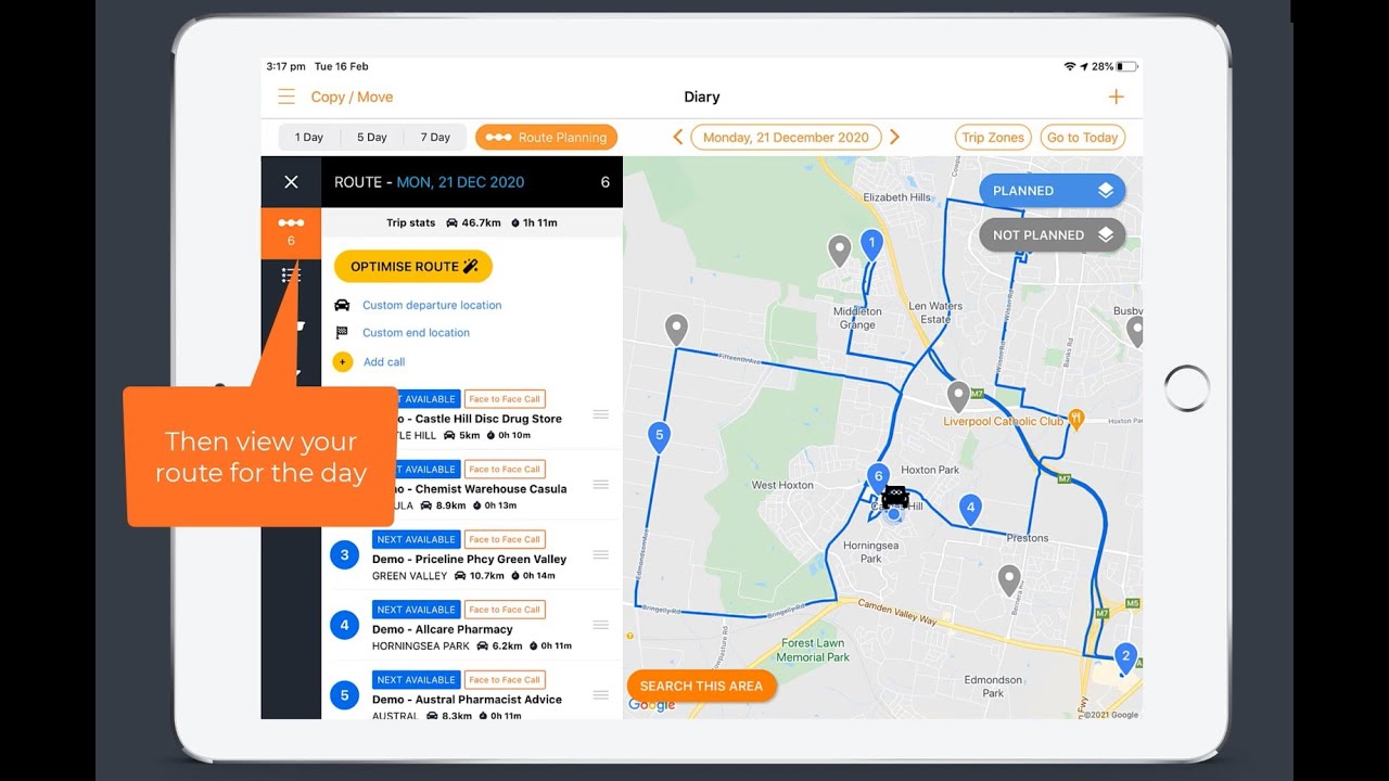 Route Planning Feature Focus | Perenso Field Sales