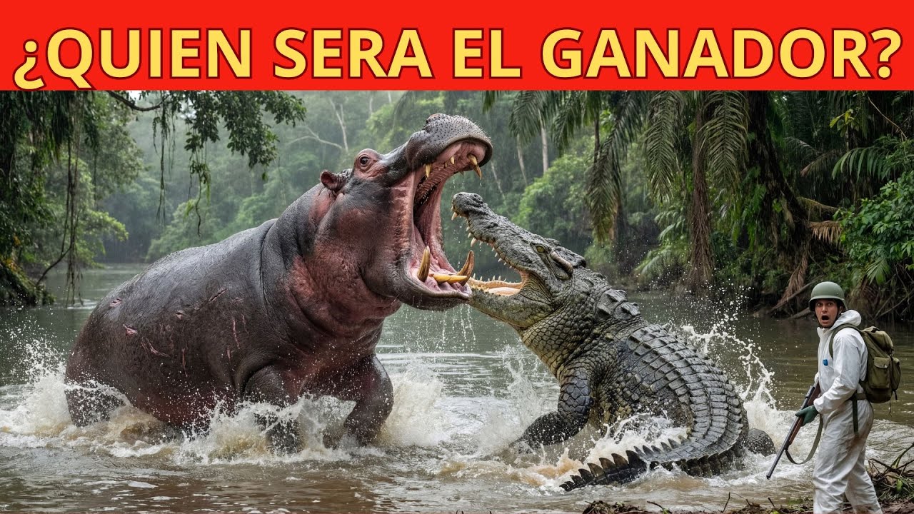 Hipopótamo vs Cocodrilo en Lago de la Selva - Rescate de Emergencia