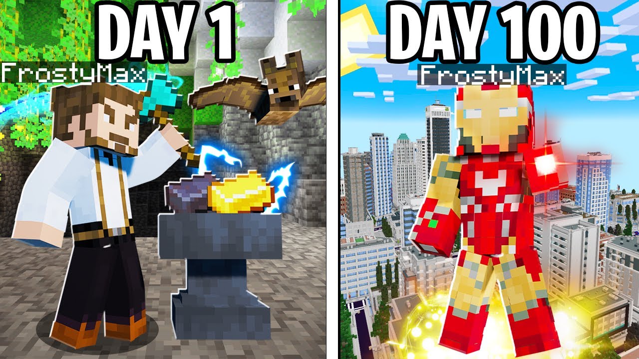 I Survived 100 Days as IRON MAN in Hardcore Minecraft