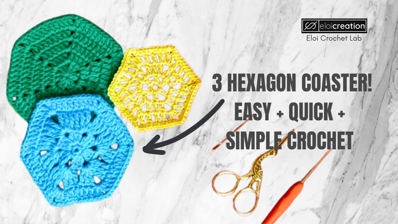 3 Hexagon Coasters: Easy Step-by-Step Crochet Tutorial with Patterns!