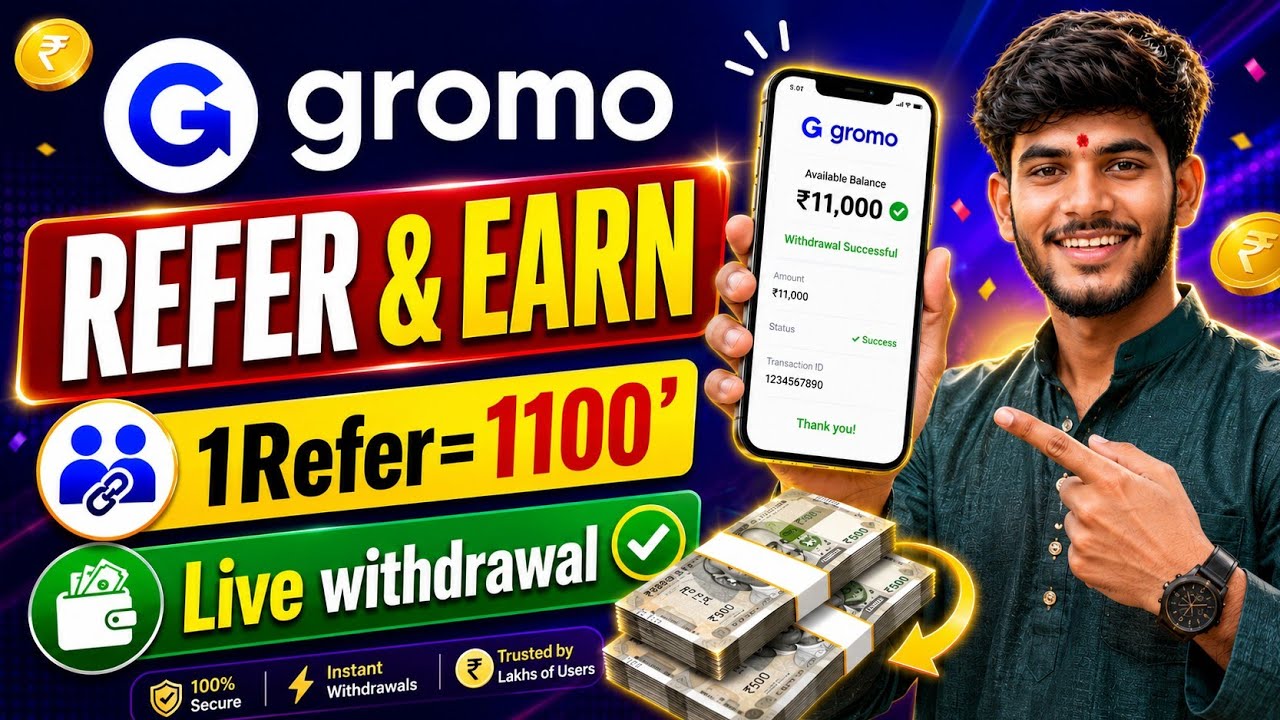 Gromo Refer And Earn 2026 l ₹1100 Per Refer 🤑 l Refer And Earn App l Gromo App