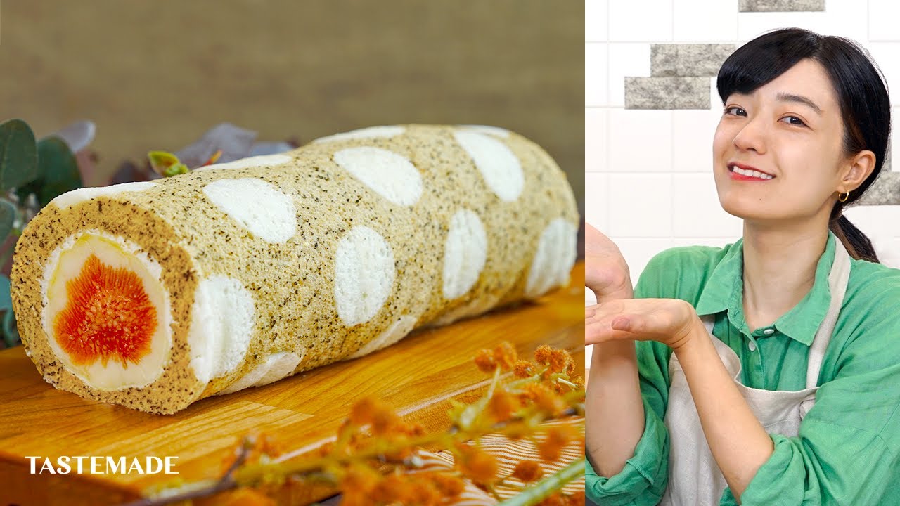 【可愛いドット柄】紅茶香るイチジクロールケーキの作り方【きゅうりめし】