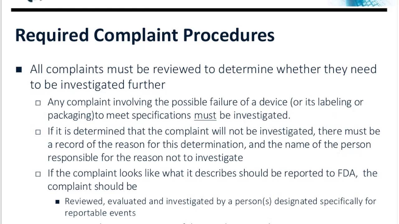 Medical Device Complaint Handling: MDR, Reports of Removals and Corrections