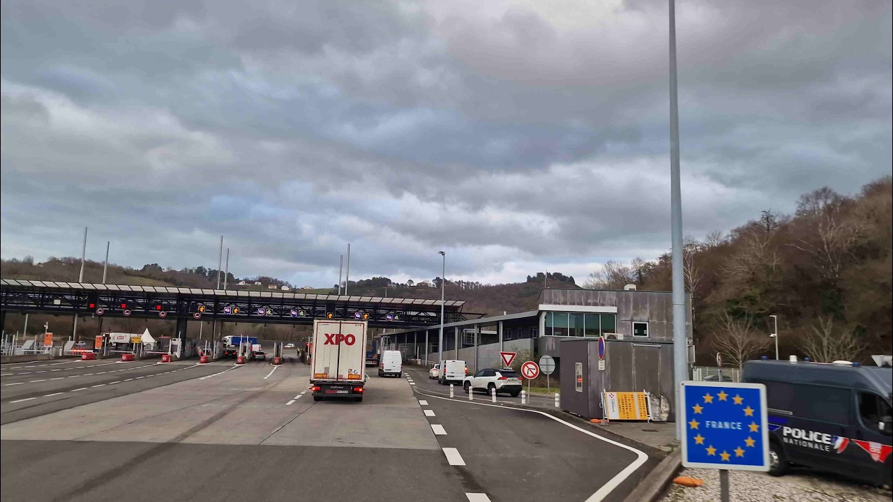 Spain-France Border Crossing And Customs Stop In Spain