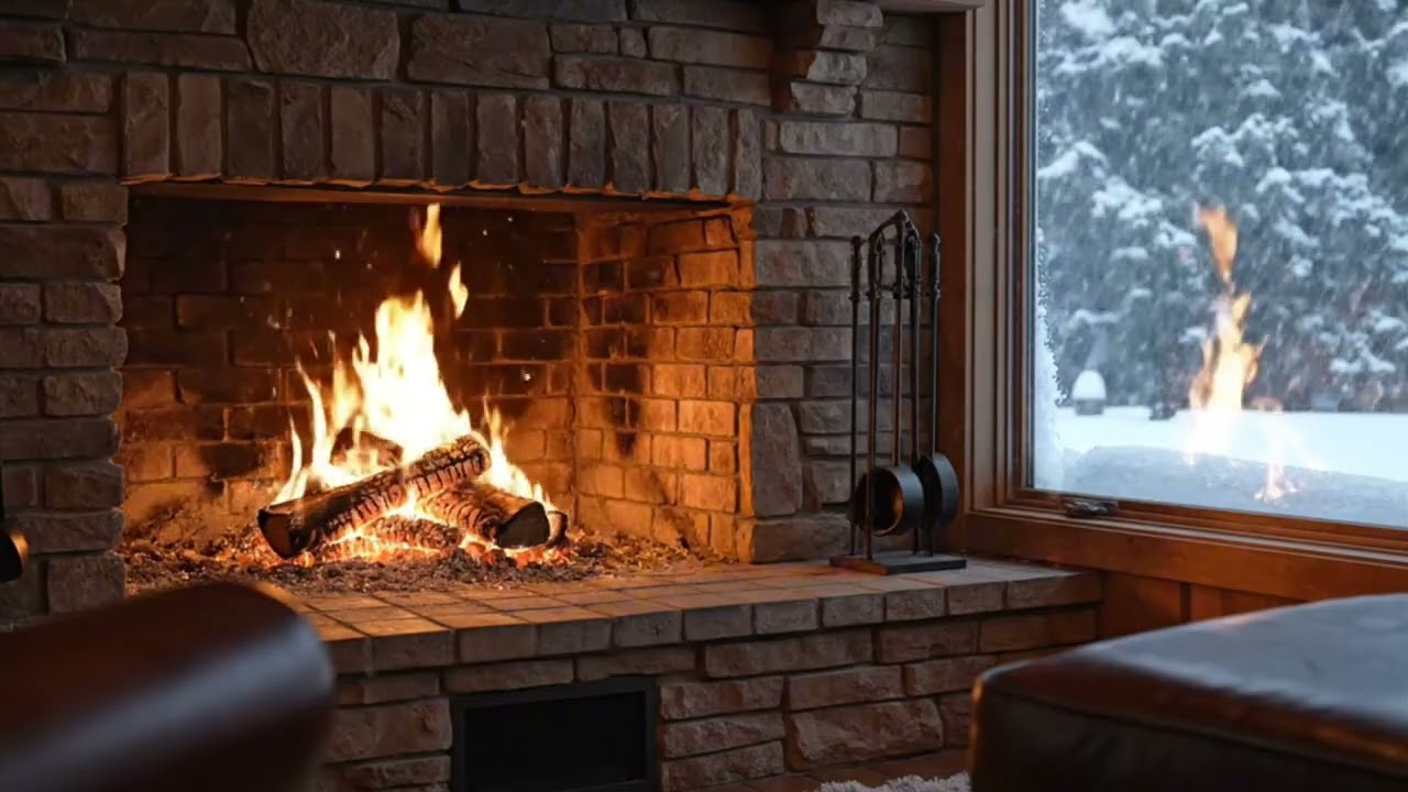 3 Hours of Cozy Fireplace Ambience ❄️ Fireplace Sounds with Gentle Snowfall for Sleep & Study (4K)