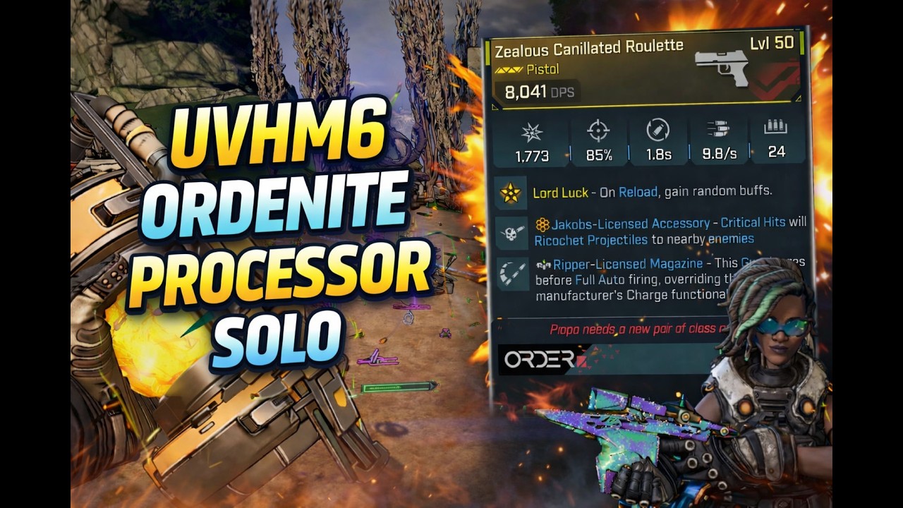 Borderlands 4 – Harlowe UVH6 Ordenite Processor Solo | Roulette Build & Fast Event Clear