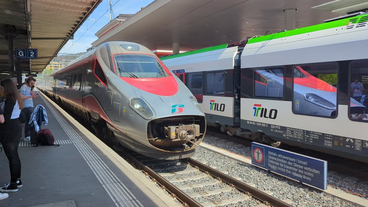 Der Kleine aber doch Vielbefahrene Bahnhof Lugano im Schweizer Kanton Tessin