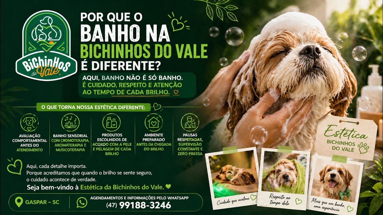 Por que o banho na Bichinhos do Vale é diferente?