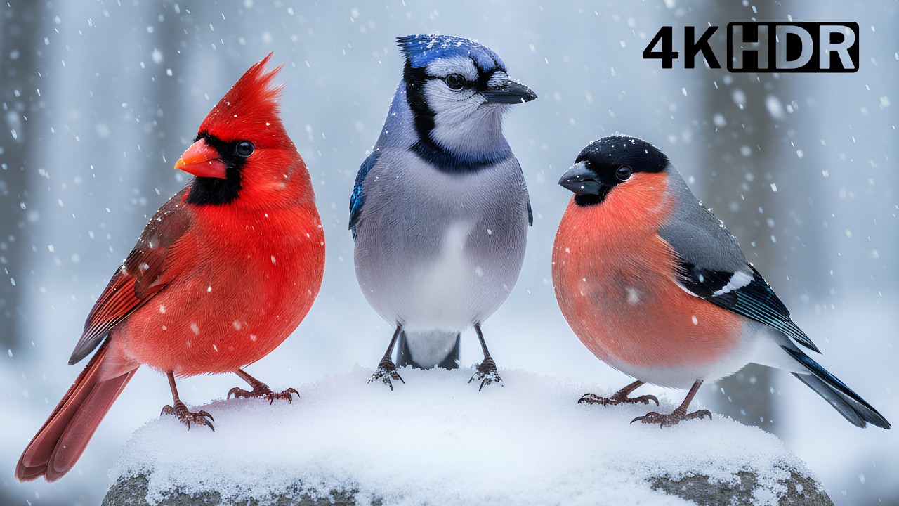 Joyful Birds Playing in Winter Snow ❄️ Nature's Most Exquisite Birds For Ultimate Relaxation 🌿 Calm