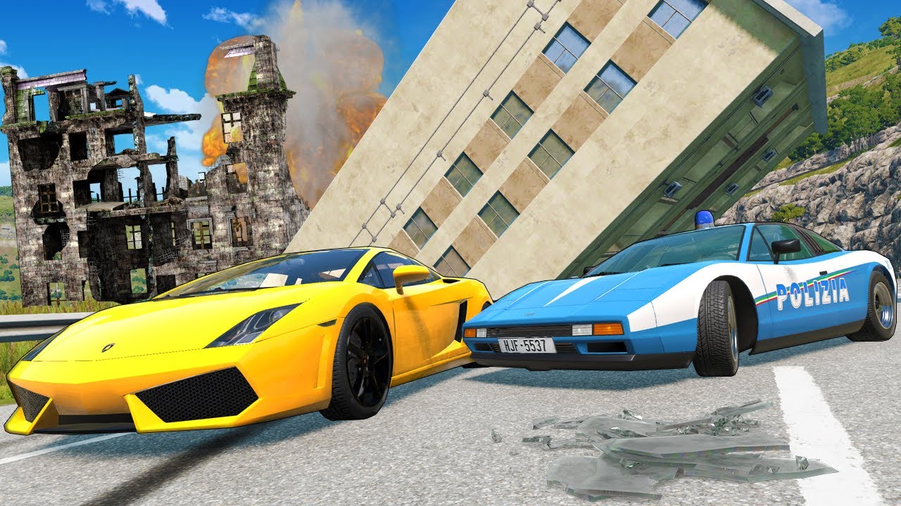 Police Chase After an Earthquake Destroys City in BeamNG Drive Mods!
