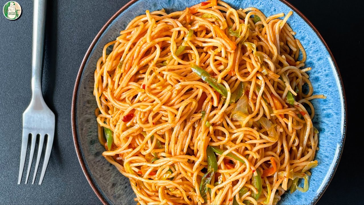 Schezwan Noodles No onion No Garlic - Spicy and Tasty Schezwan Noodles recipe - Sattvik Kitchen