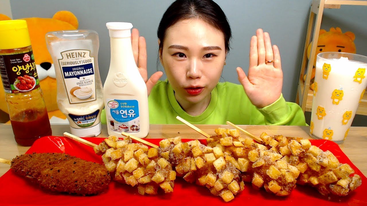 명랑핫도그 감자핫도그 먹방 Mukbang