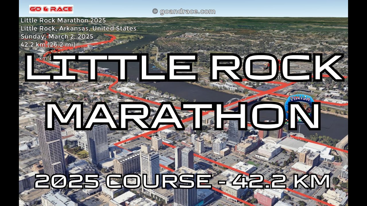 Little Rock Marathon 2025: fly over the marathon course! Video of the race path.