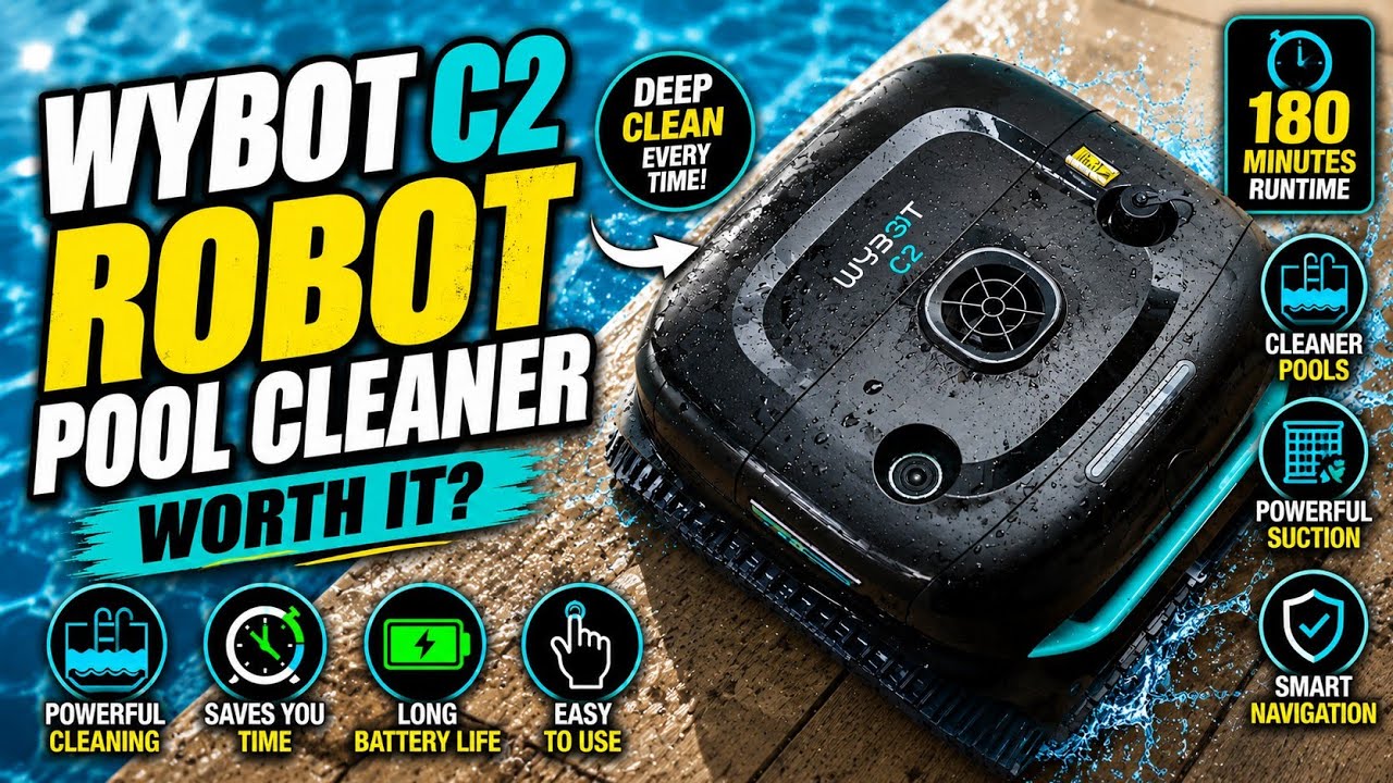 WYBOT C2 Cordless Robotic Pool Cleaner DEMO Review | Wall Climbing & Waterline Cleaning Tested