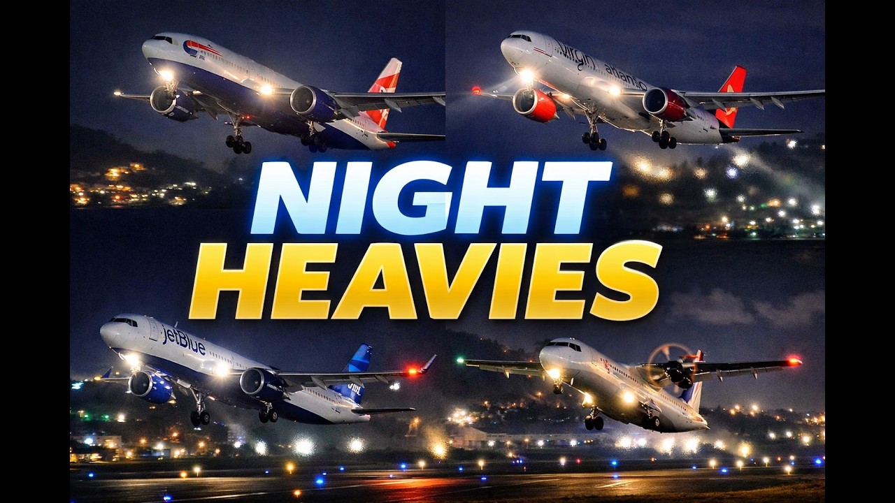 Heavy Night Departures at Grenada MBIA | Boeing 777-200ER, A330-900neo, JetBlue A321neo & ATR 72-600
