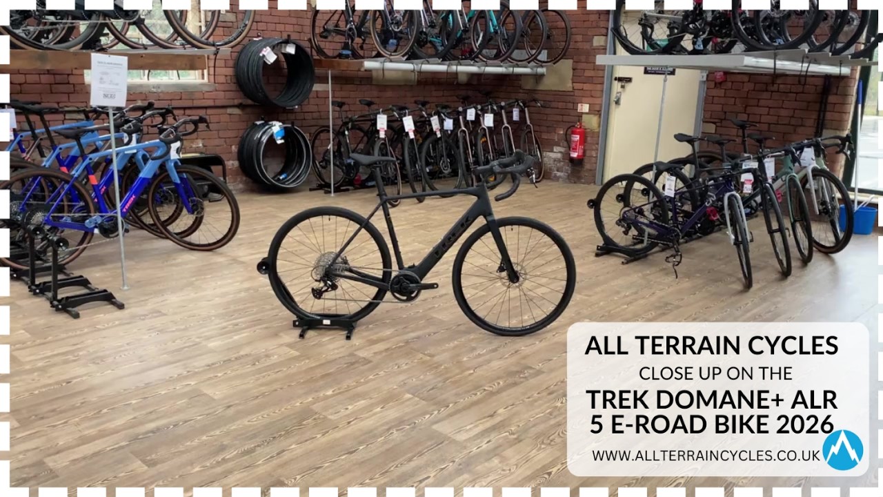 Обзор электровелосипеда Trek Domane+ ALR 5 2026 от All Terrain Cycles крупным планом.