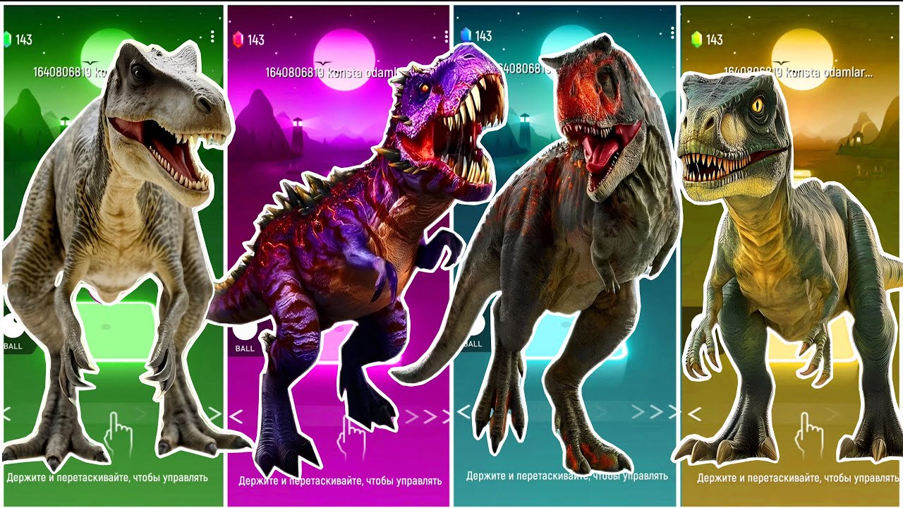 🦖JurassicWorld Tyranosaurus🆚The T-rex🆚The Tyranosaurus🆚The Spinosaurus Coffin || TilesHop