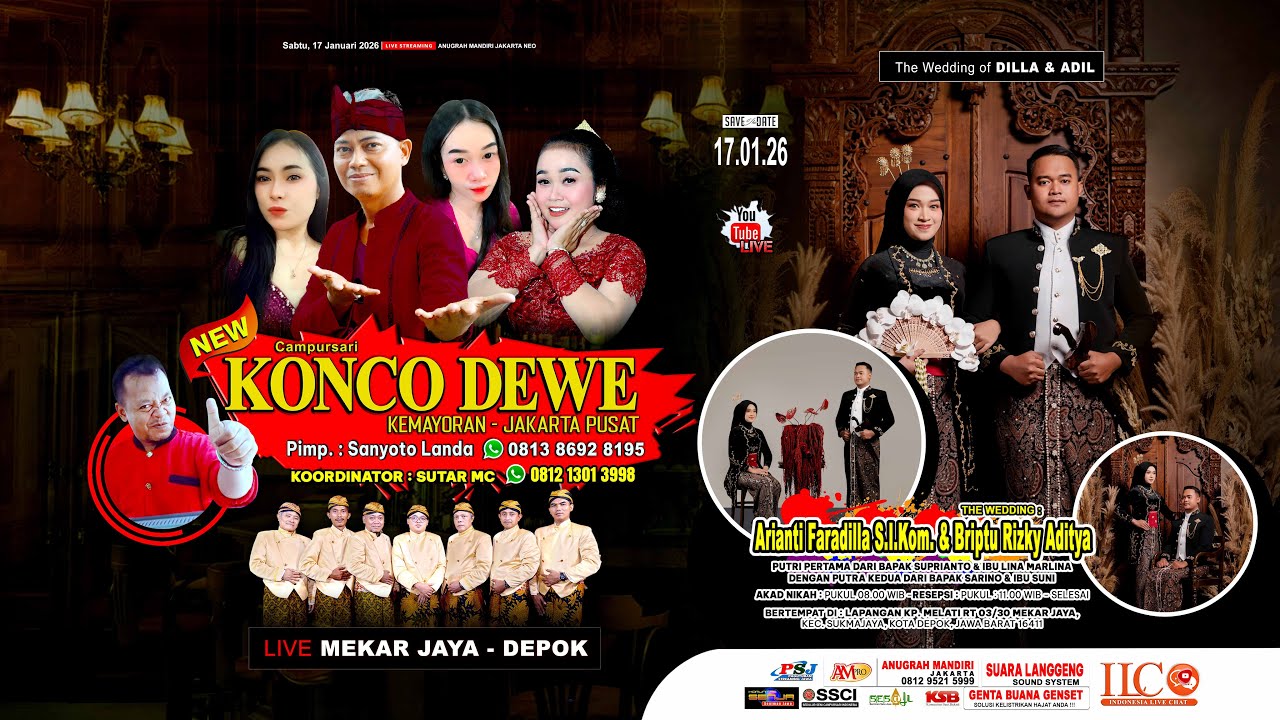 🔴 DILLA & ADIL Wedding Live Stream Sukmajaya Dpk Campursari NEW KONCO DEWE Koord. SUTAR 081213013998