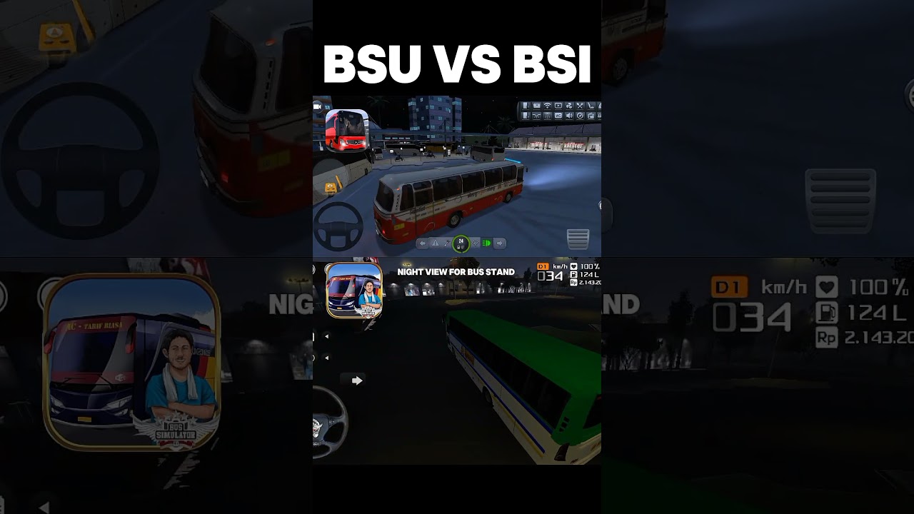Bus vs Bsi in night view bus stand in games Bus simulator 