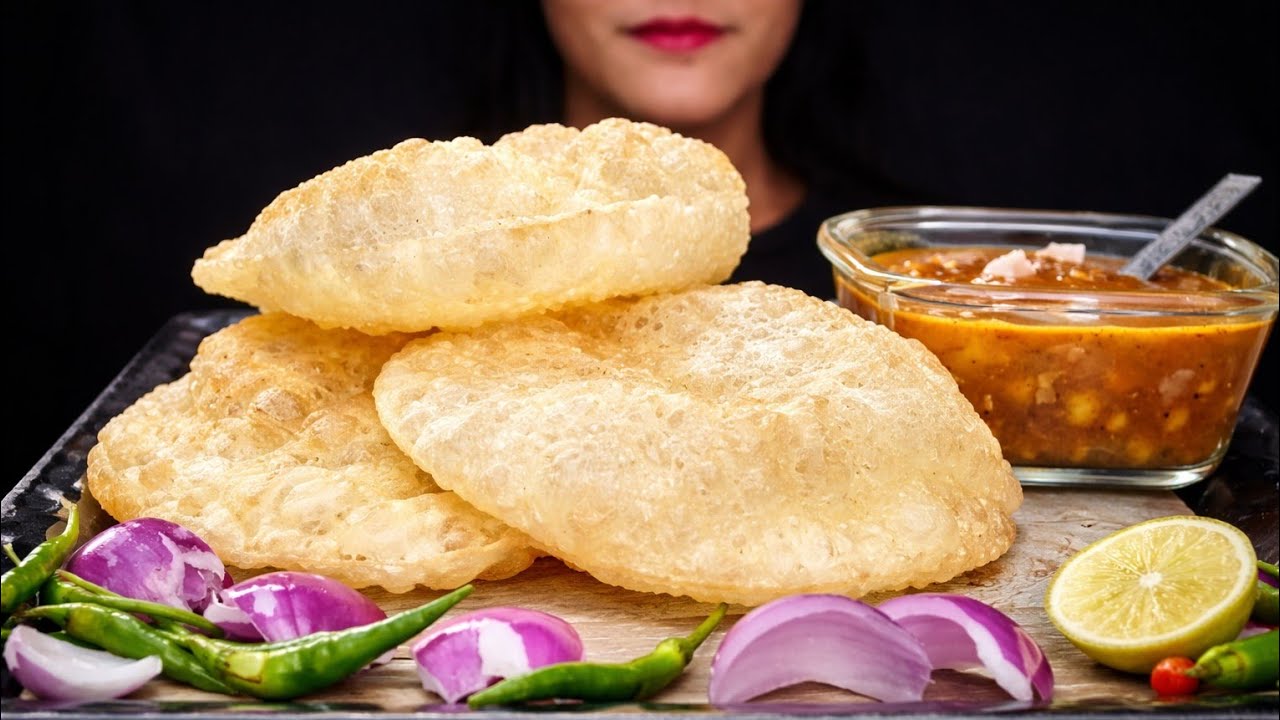 Eating 🔥 Spicy Chole Bhature Mukbang | Indian Street Food | Big Bite ASMR 