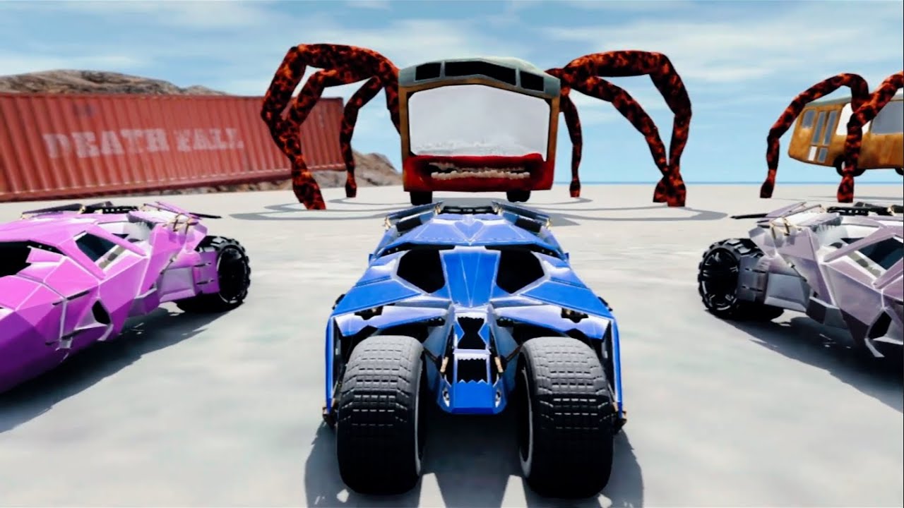 Ultimate Car Destruction Test in BeamNG Drive with Batmobile vs Bus Eater Challenge